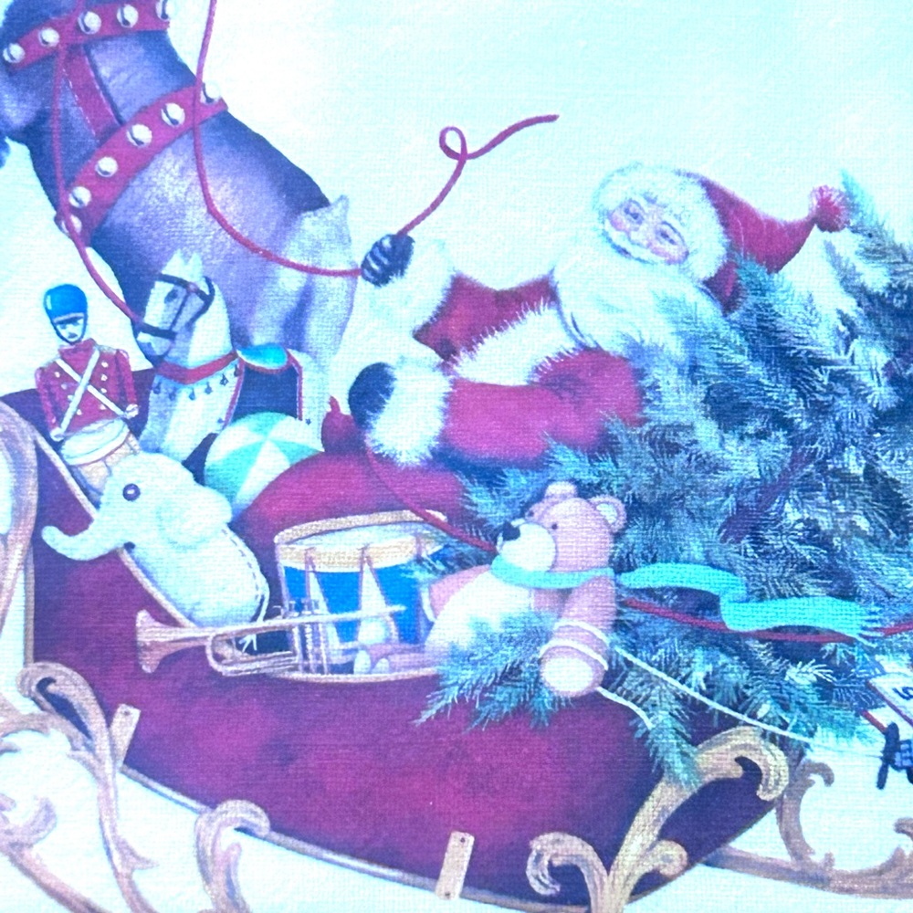 Mary Lake-Thompson Christmas Santa & Reindeers 30”x30” Kitchen Towel.